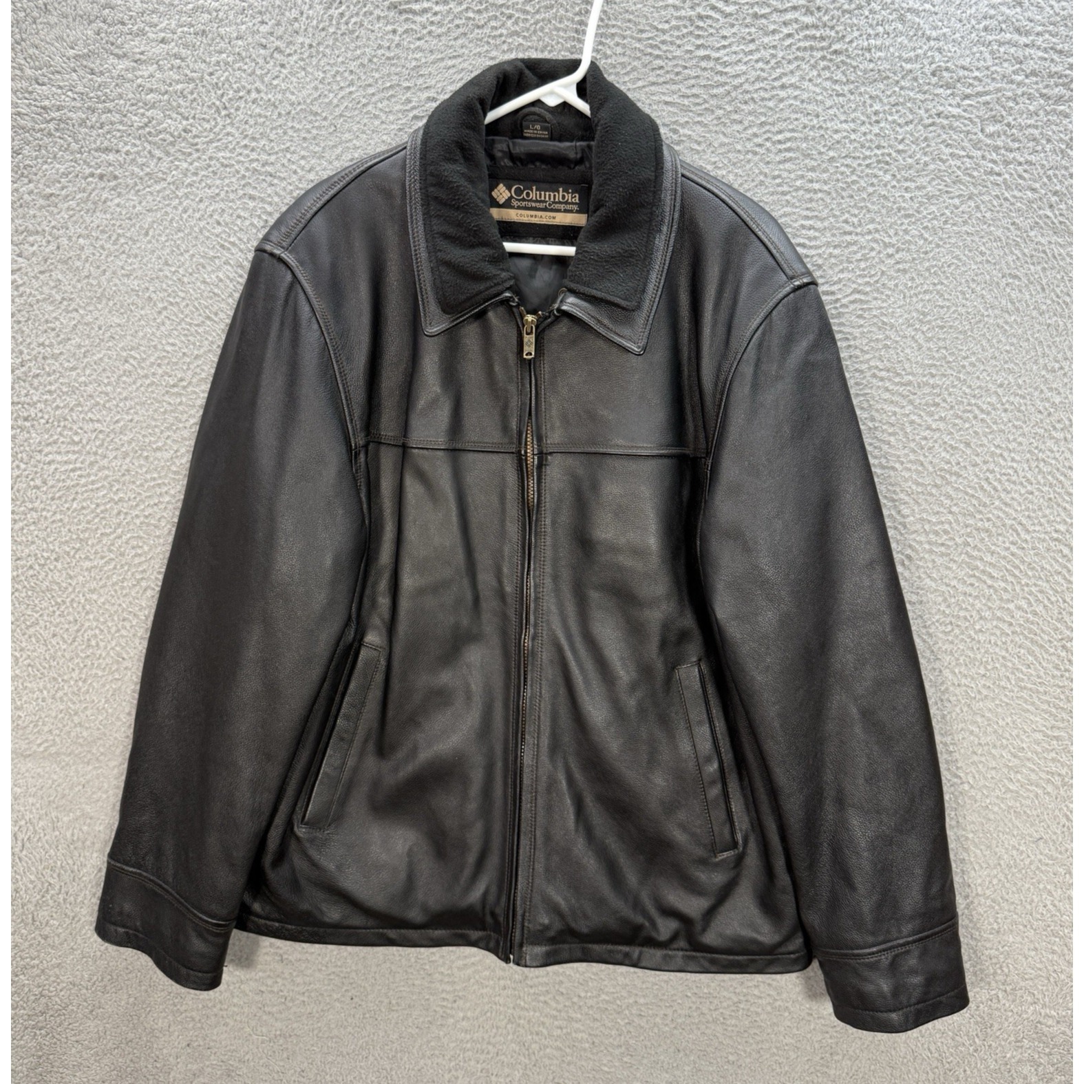 Columbia Jacket Adult Large Black Leather Bomber 3 In 1 Fleece Lined Biker Y2k
